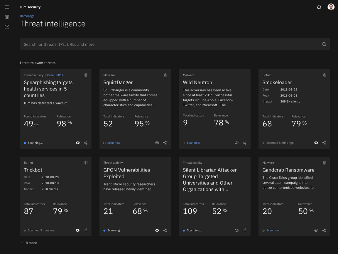 IBM Security Threat Intelligence homepage IBM Security Threat Intelligence homepage