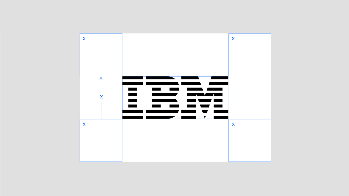 IBM 8-bar logo showing proper clear space ratio IBM 8-bar logo showing proper clear space ratio